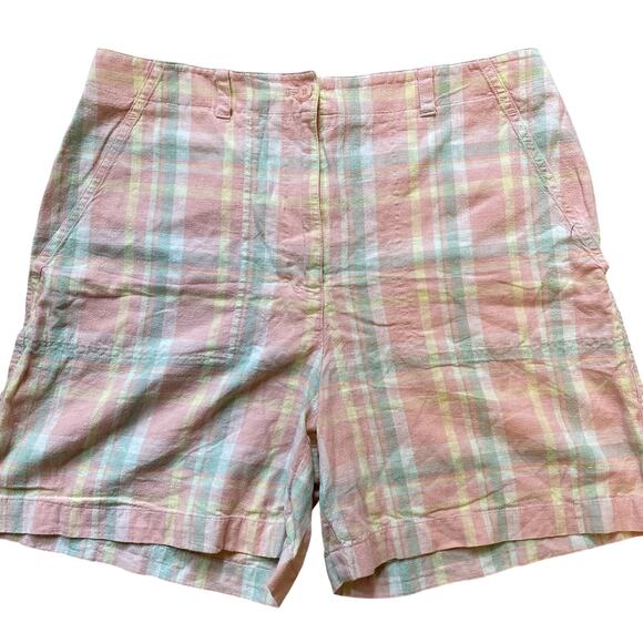 Jones New York Pants - Jones New York Shorts Women12 Green Pink Striped Bermuda Stretch Outdoor Casual